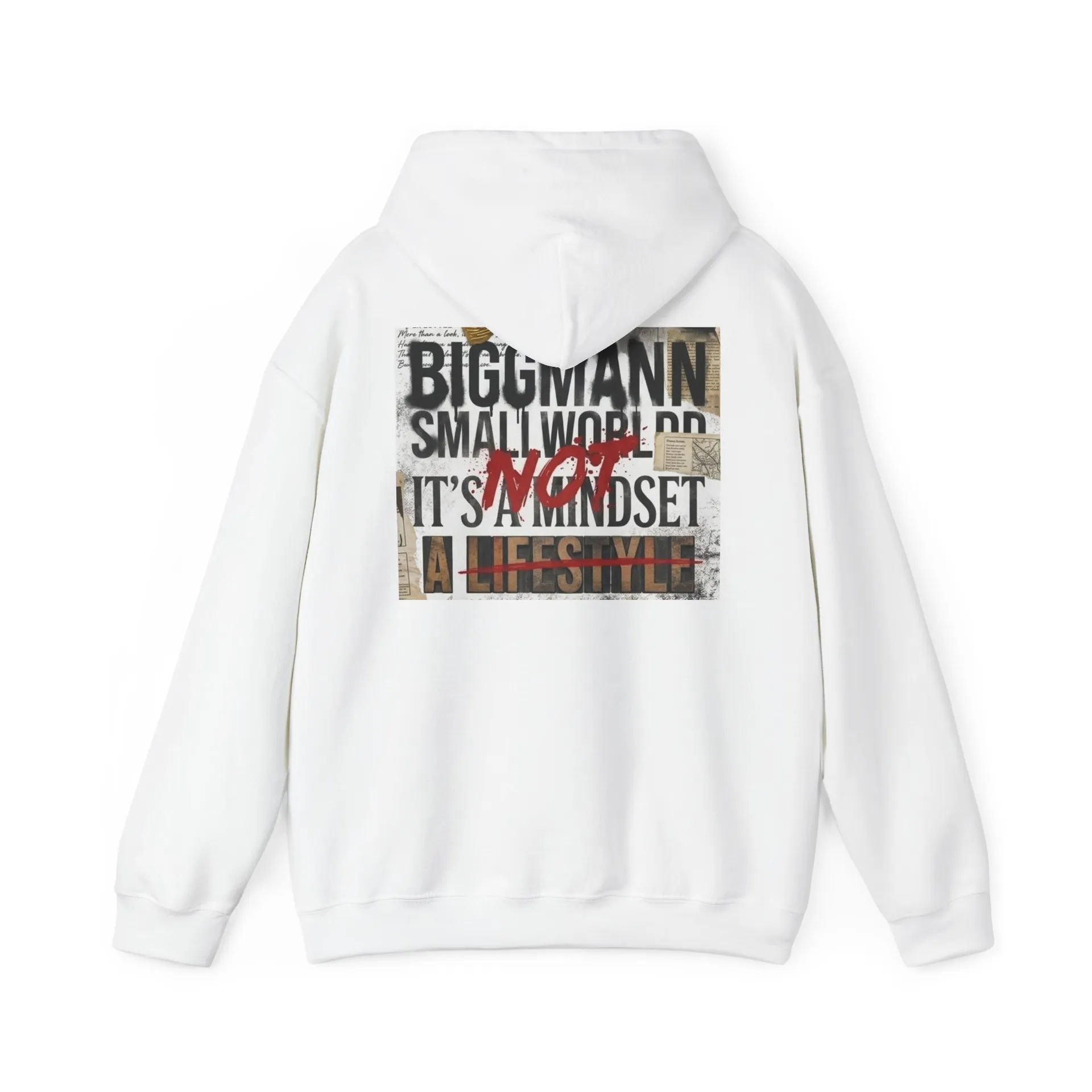 Back mockup of the white Artist Brush and Quote hoodie