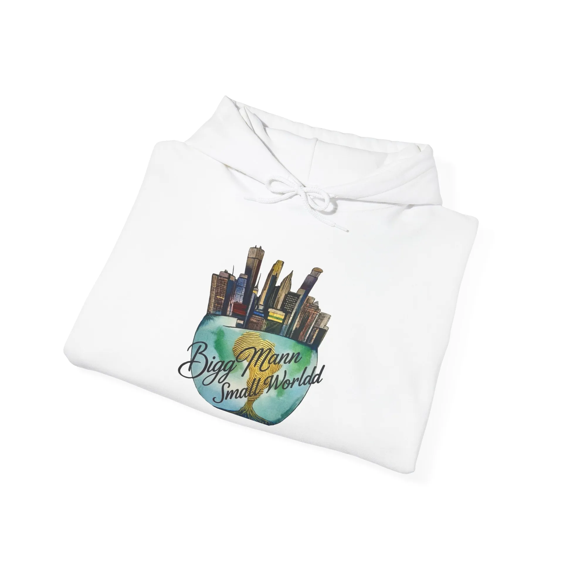 Folded mockup of the white Artist Brush and Quote hoodie